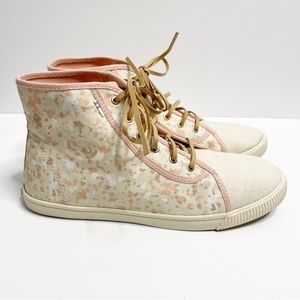TOMS Camarillo High Top Sneaker in Natural Metallic Granite Fleck Print Size 9